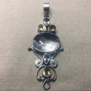 Sterling Silver Pendant with White Topaz amethyst